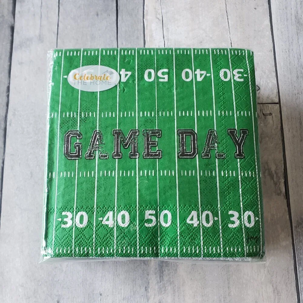 NWT - Paper Cocktail Paper Napkins Game Day Field -40 per pkg: 3 ply - 5 x 5 in.